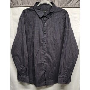 Alfani XXL Mens Cotton Dress Shirt Long Sleeve Navy With Geometric Design